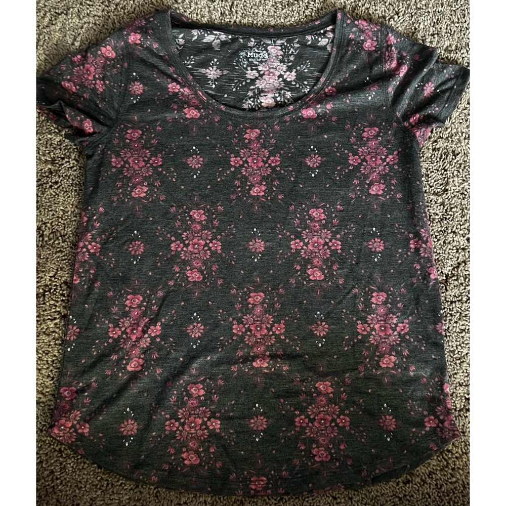 Gray with pink floral t-shirt